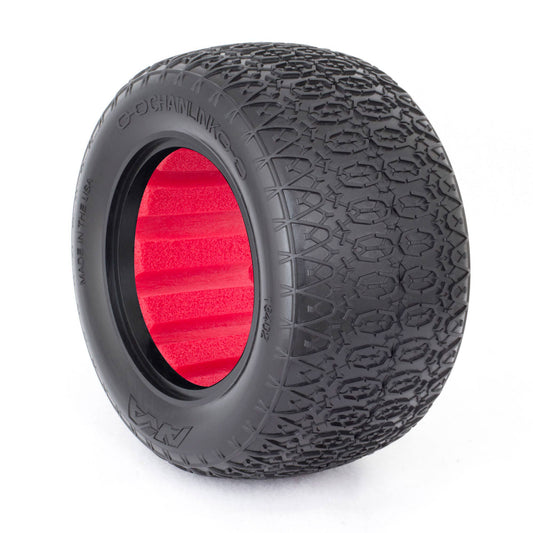 1/10 Chain Link Tires, Super Soft Long Wear, Red Inserts (2): Stadium Truck - Dirt Cheap RC SAVING YOU MONEY, ONE PART AT A TIME