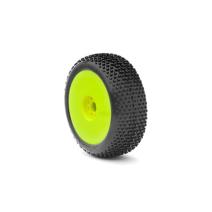 1/8 I-Beam Medium Long Wear Pre-Mounted Tires, Yellow EVO Wheels (2): Buggy - Dirt Cheap RC SAVING YOU MONEY, ONE PART AT A TIME