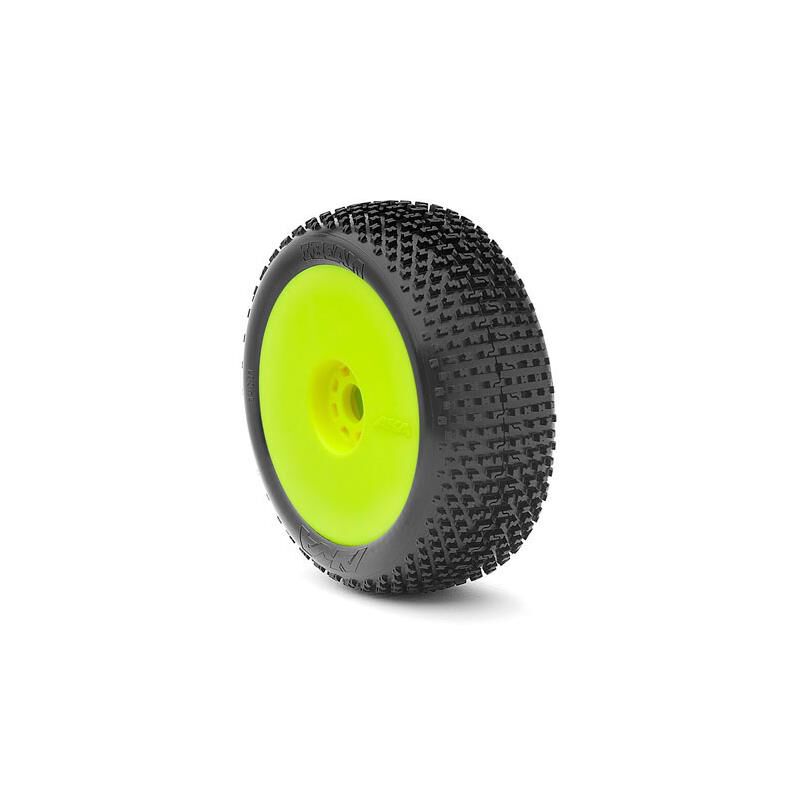 1/8 I-Beam Medium Long Wear Pre-Mounted Tires, Yellow EVO Wheels (2): Buggy - Dirt Cheap RC SAVING YOU MONEY, ONE PART AT A TIME