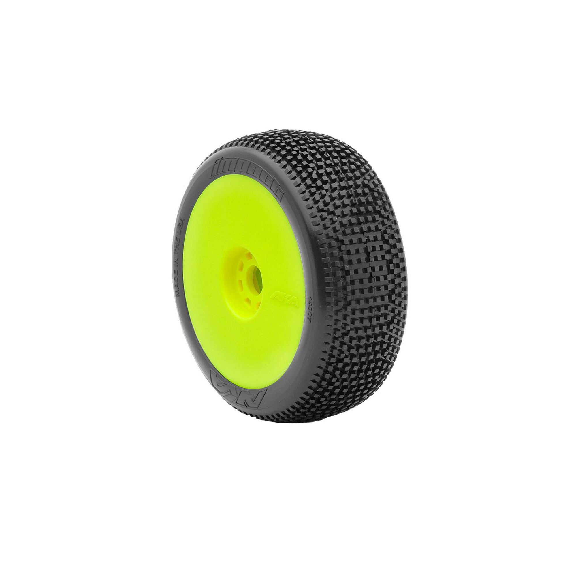 1/8 Impact Medium Long Wear Pre-Mounted Tires, Yellow EVO Wheels (2): Buggy - Dirt Cheap RC SAVING YOU MONEY, ONE PART AT A TIME