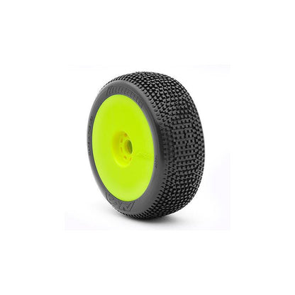 1/8 Impact Medium Long Wear Pre-Mounted Tires, Yellow EVO Wheels (2): Buggy - Dirt Cheap RC SAVING YOU MONEY, ONE PART AT A TIME