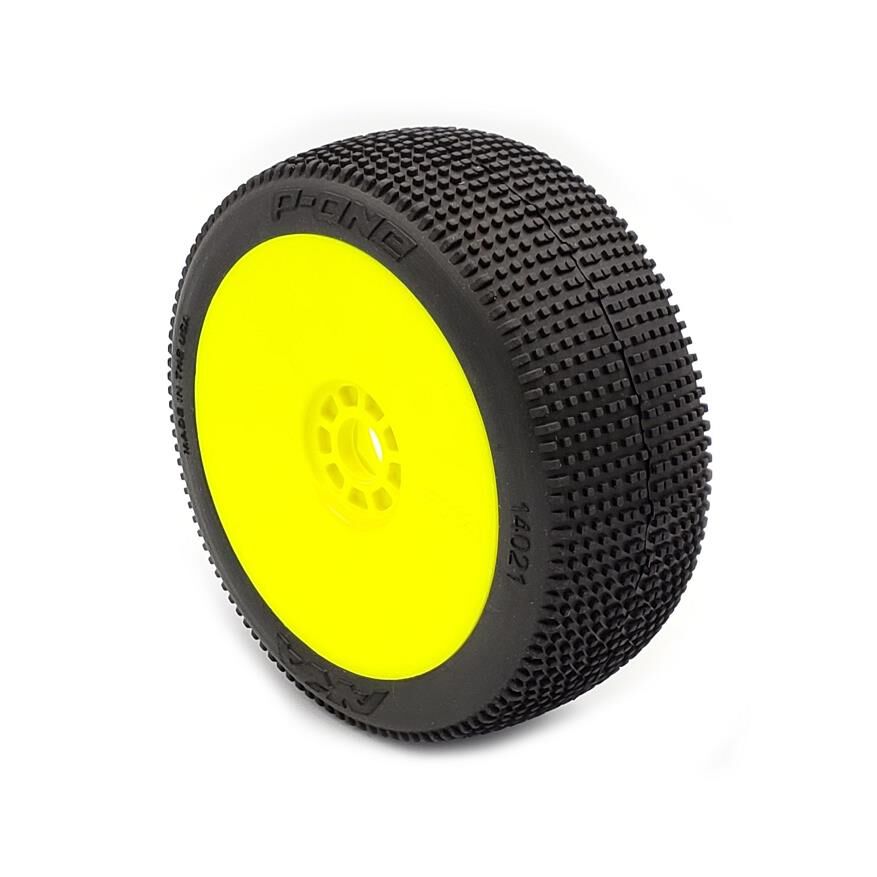 1/8 P1 Super Soft Long Wear Pre-Mounted Tires, Yellow EVO Wheels (2): Buggy - Dirt Cheap RC SAVING YOU MONEY, ONE PART AT A TIME