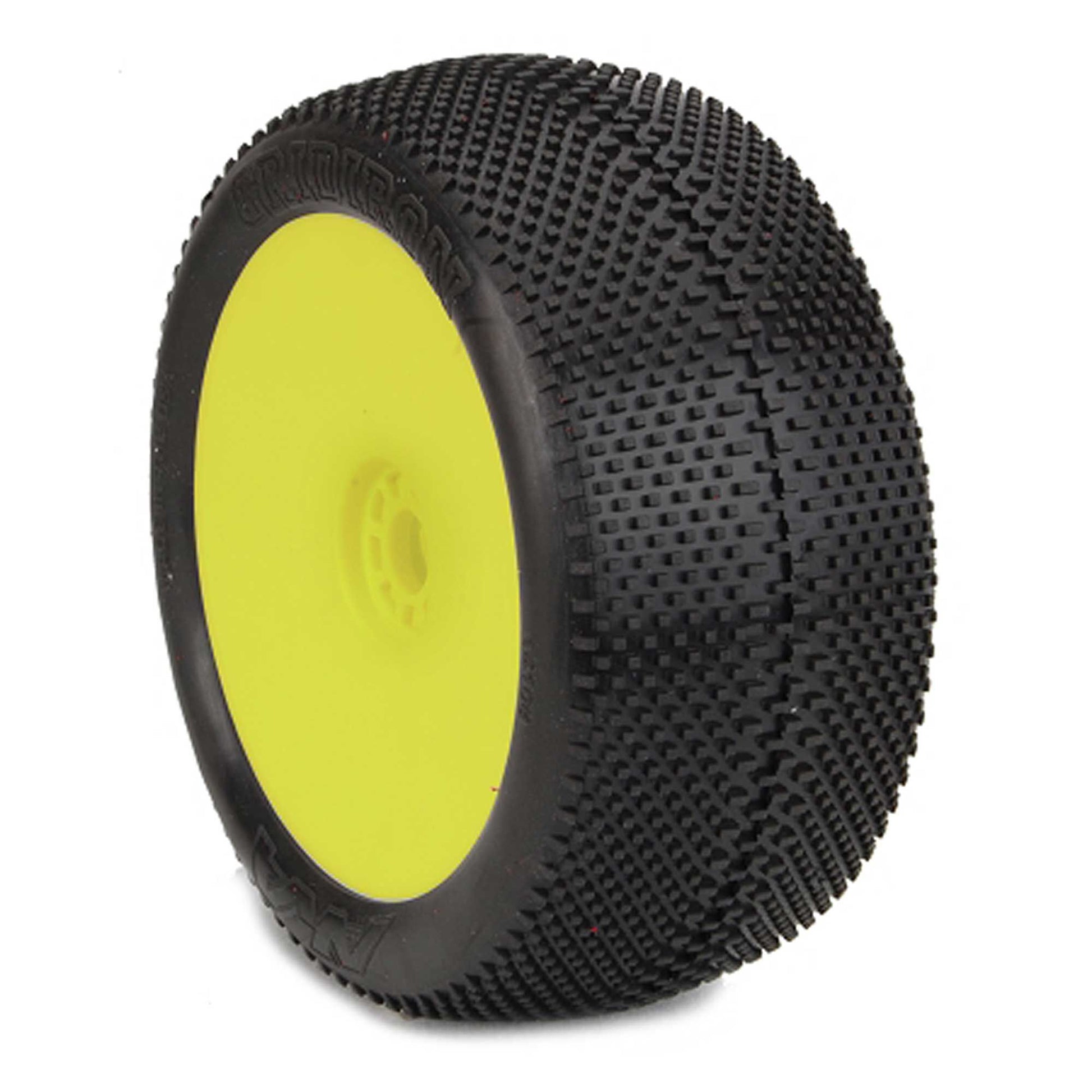 1/8 EVO Gridiron Soft Long Wear Pre-Mounted Tires, Yellow Wheels (2): Truggy - Dirt Cheap RC SAVING YOU MONEY, ONE PART AT A TIME