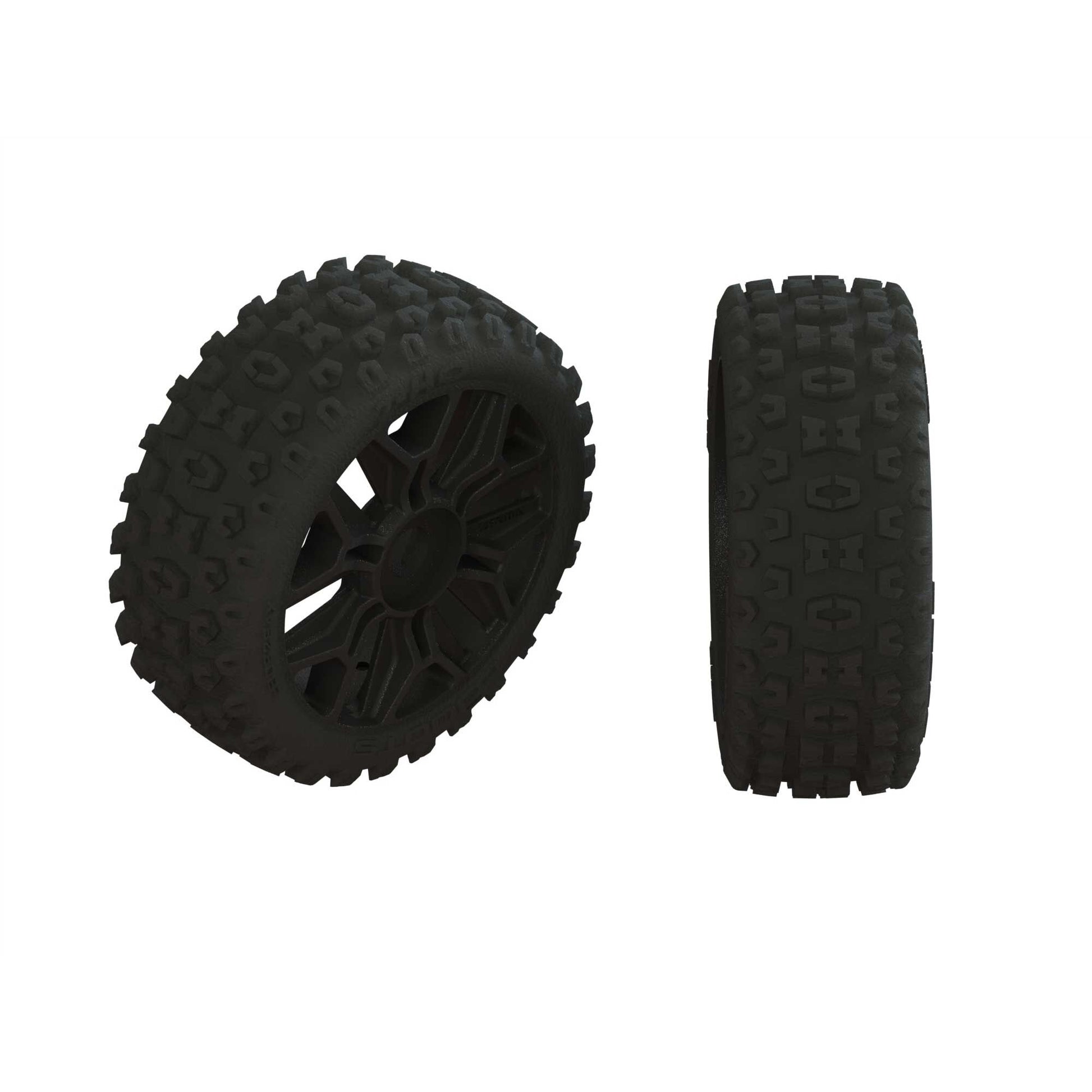 1/8 2HO Front/Rear 3.3 Pre-Mounted Tires, 17mm Hex, Black (2) - Dirt Cheap RC SAVING YOU MONEY, ONE PART AT A TIME