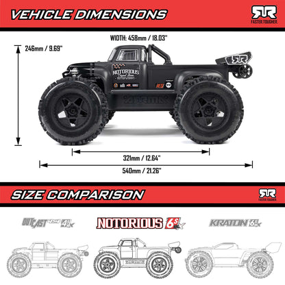 1/8 NOTORIOUS 4X4 6S BLX BRUSHLESS V6 STUNT TRUCK RTR (Blue)