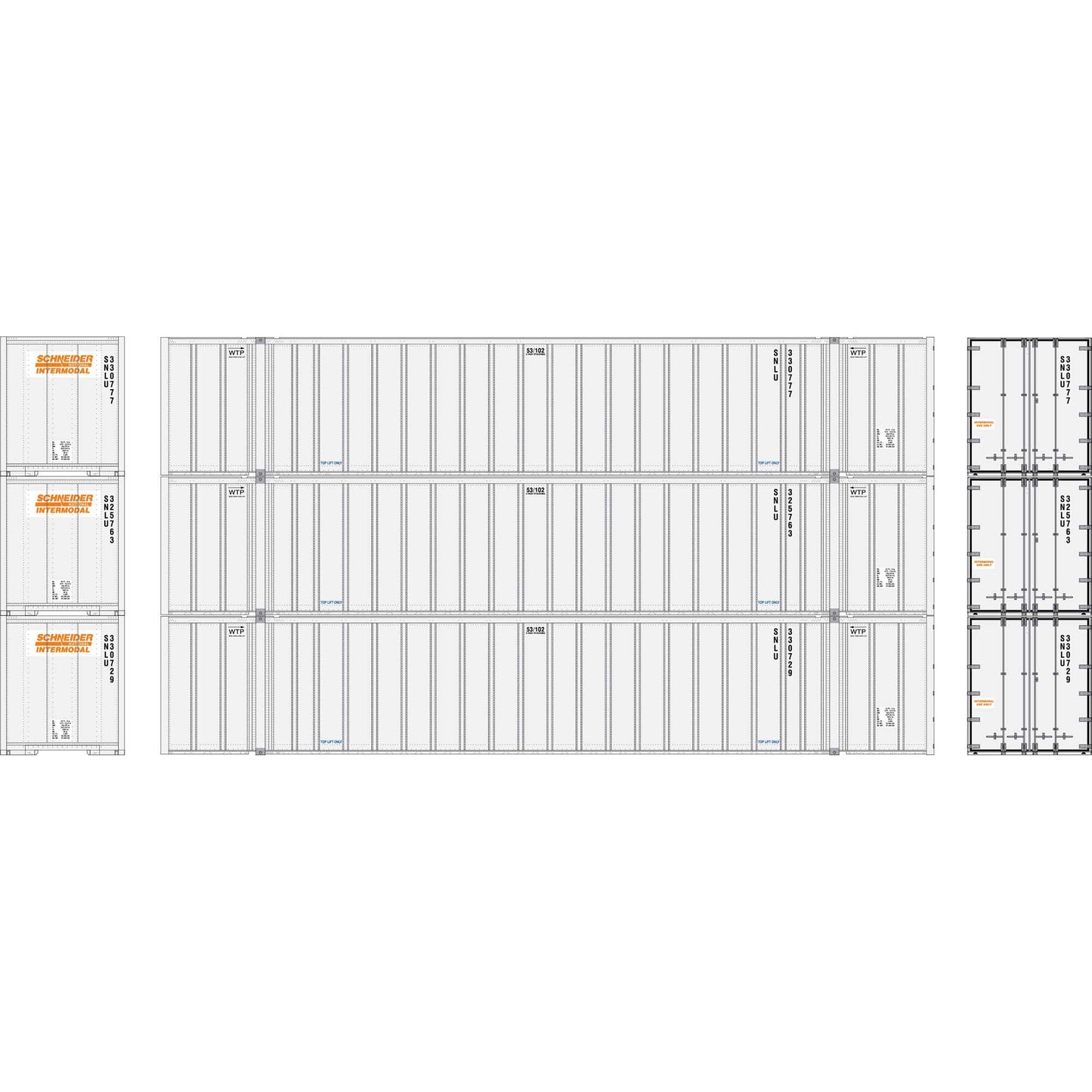 N 53' Stoughton Containers, Schneider # 1 (3) - Dirt Cheap RC SAVING YOU MONEY, ONE PART AT A TIME