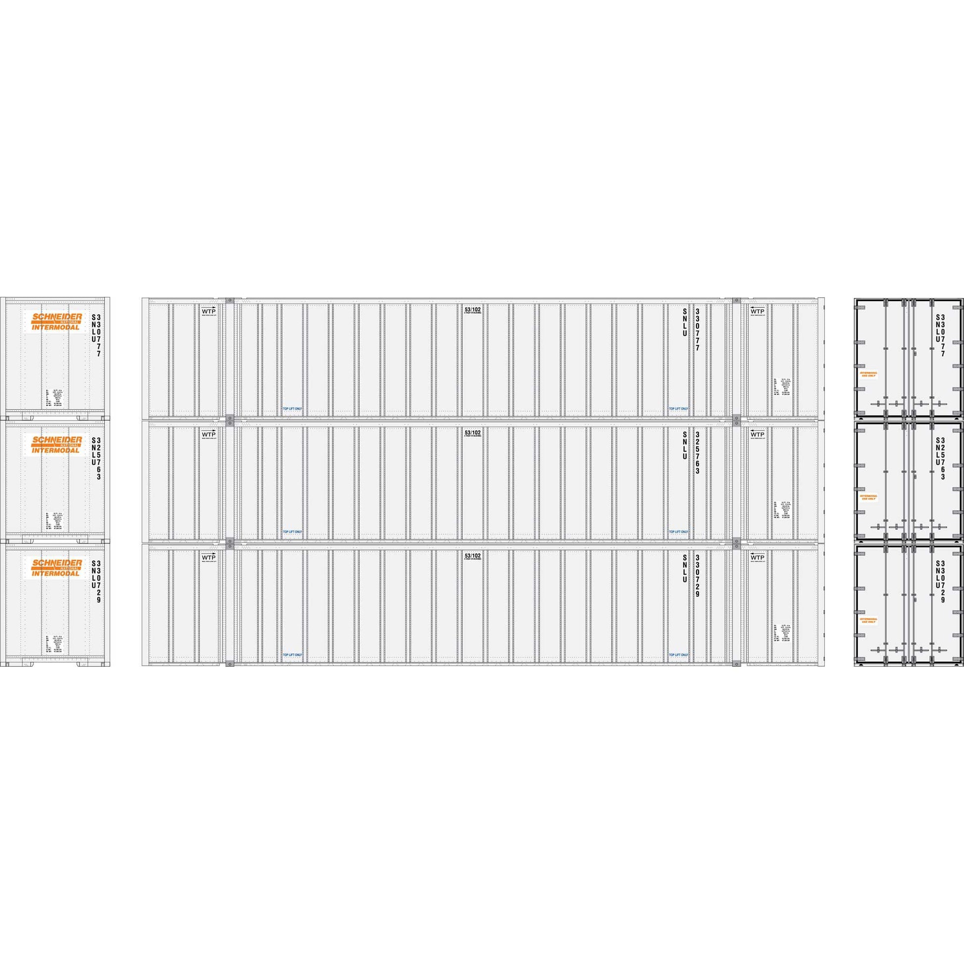 N 53' Stoughton Containers, Schneider # 1 (3) - Dirt Cheap RC SAVING YOU MONEY, ONE PART AT A TIME