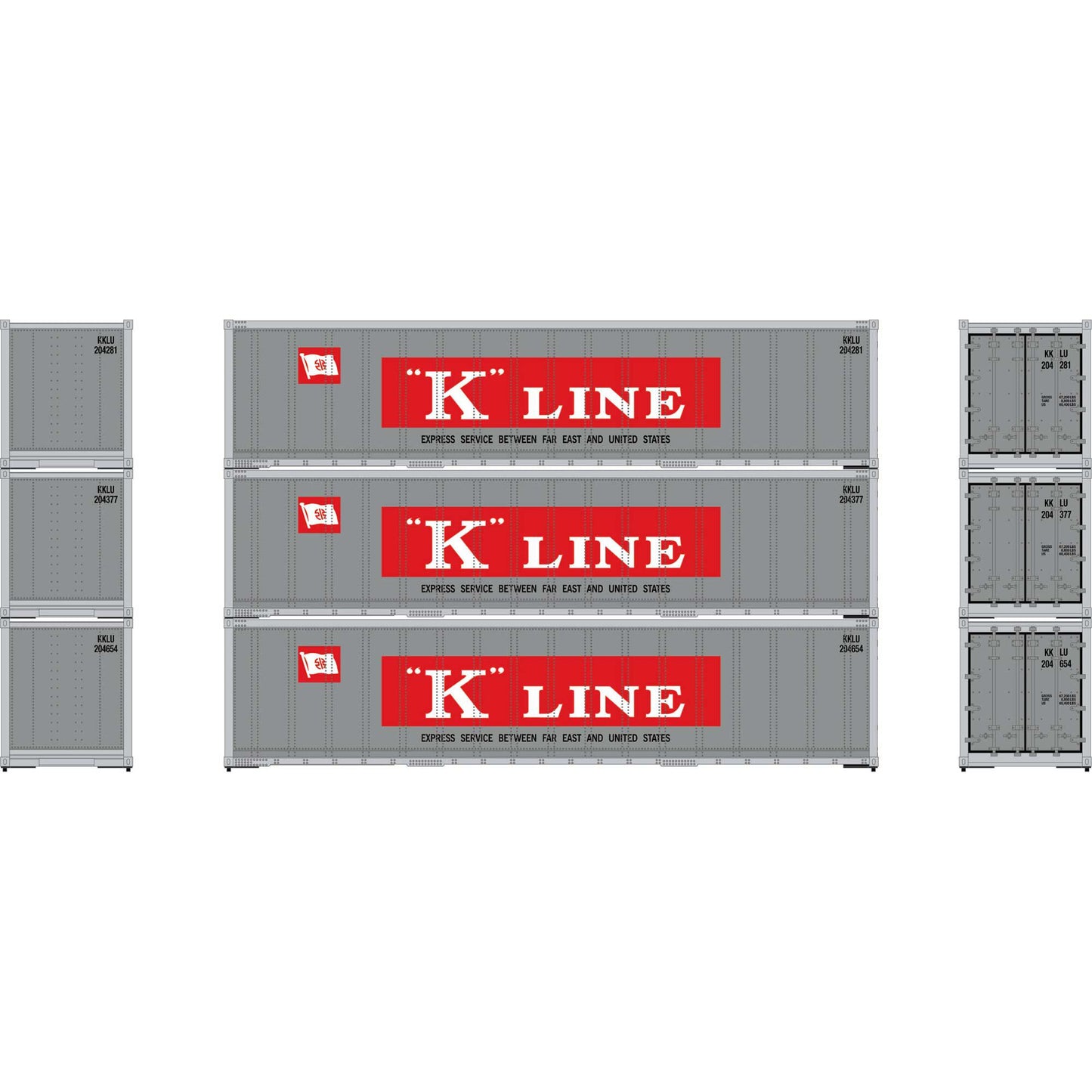 HO 40' Smooth Side Containers, KKLU #1 (3) - Dirt Cheap RC SAVING YOU MONEY, ONE PART AT A TIME