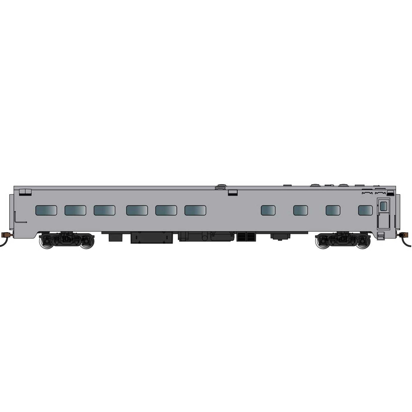 HO 85' DINING CAR PAINTED, UNLETTERED ALUMINUM