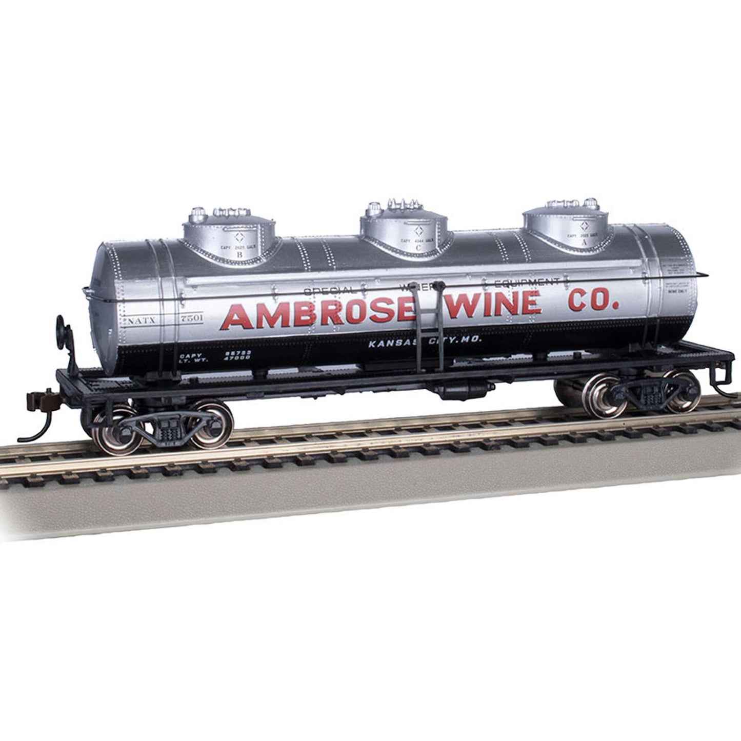 HO 40' Three Dome Tank Car, Ambrose Wine Co. #7501