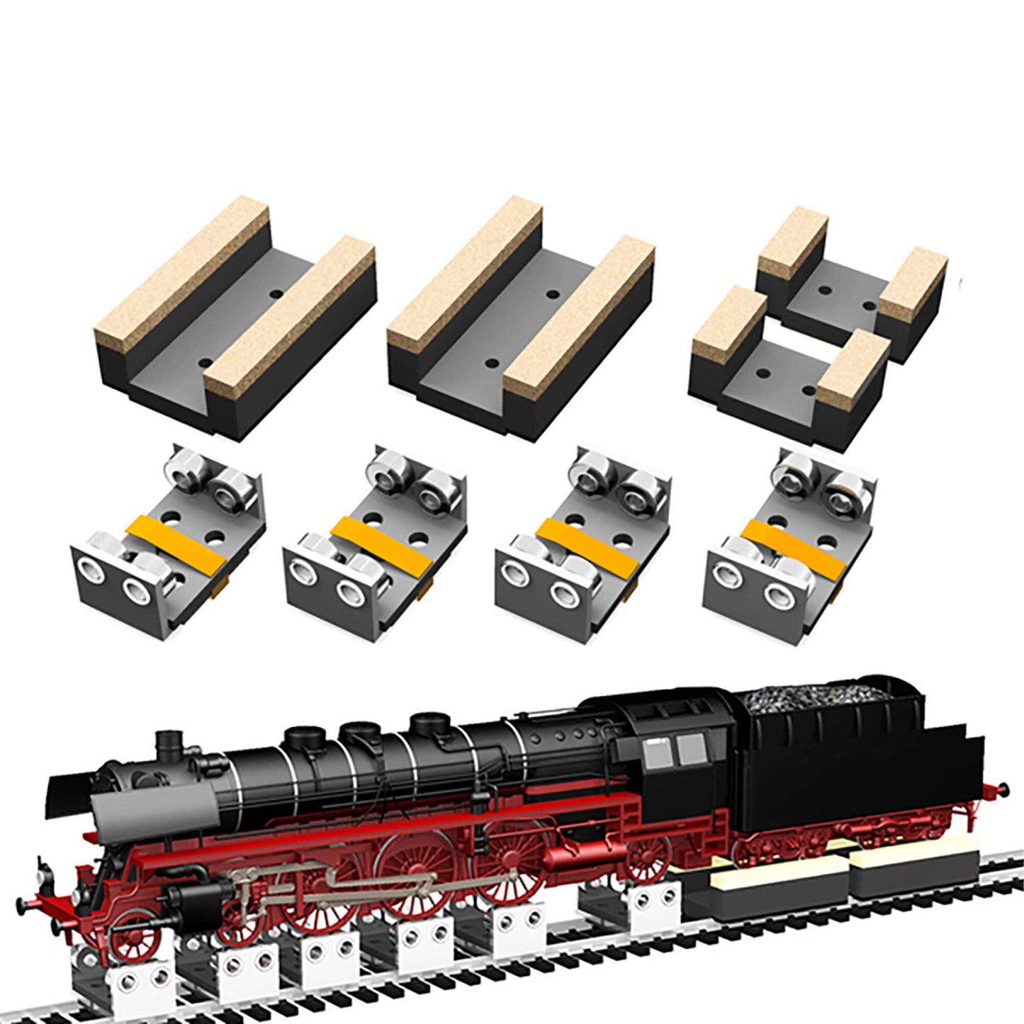 O 3-Rail Rollers (4) & Drive Wheel Cleaners (4)