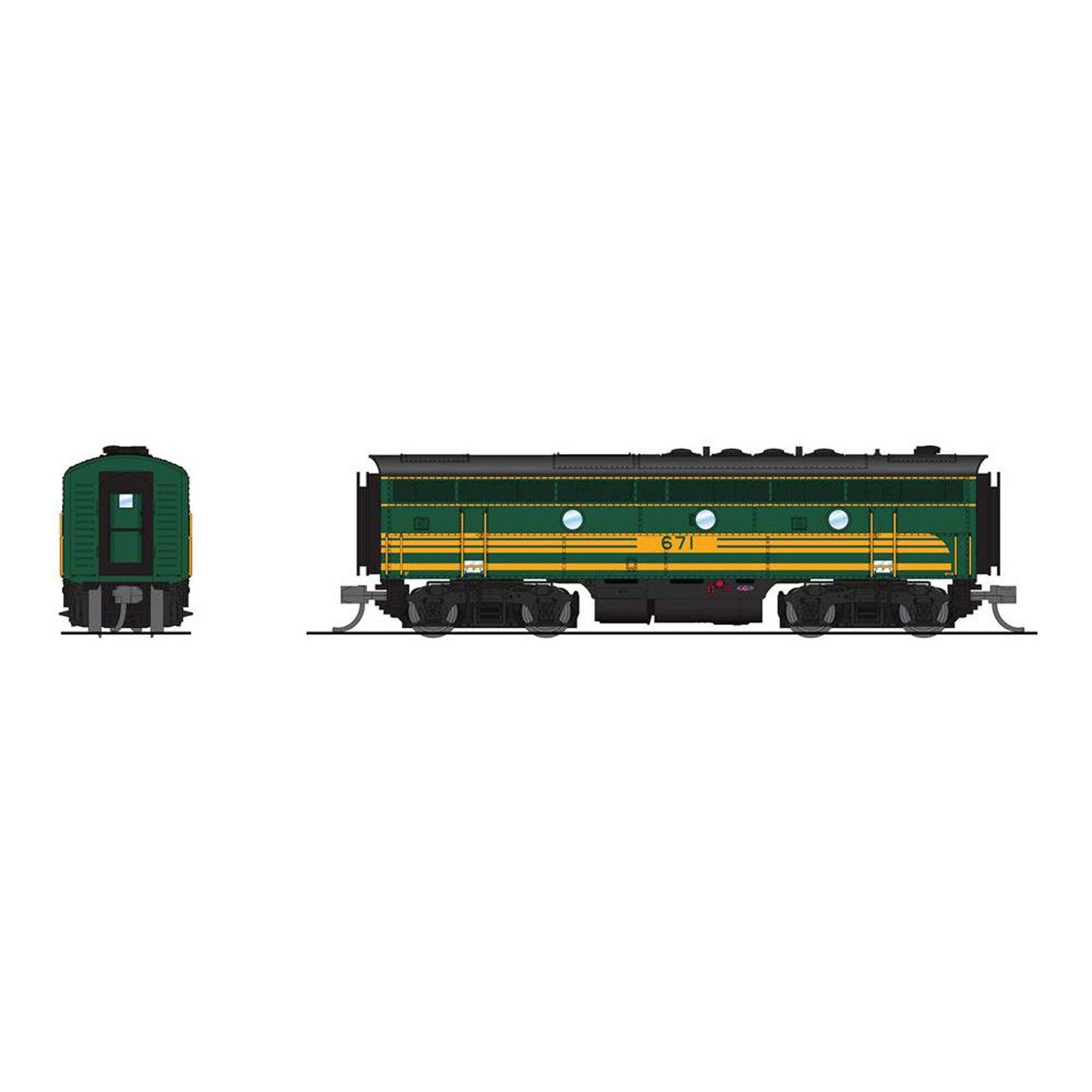 N EMD F3 A/B Locomotive, Unpowered B, Paragon4, MEC #683/671B