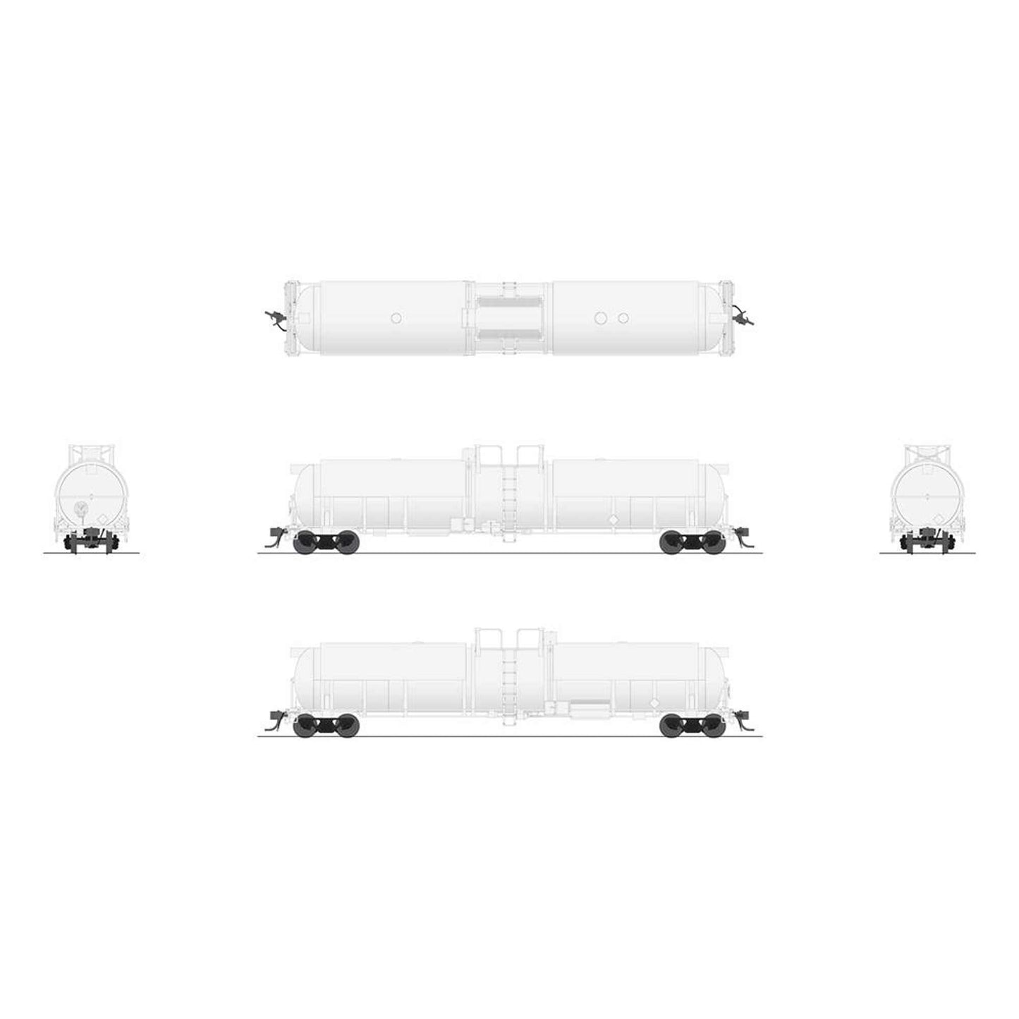 HO Cryogenic Tank Car, Unlettered, White, Type B