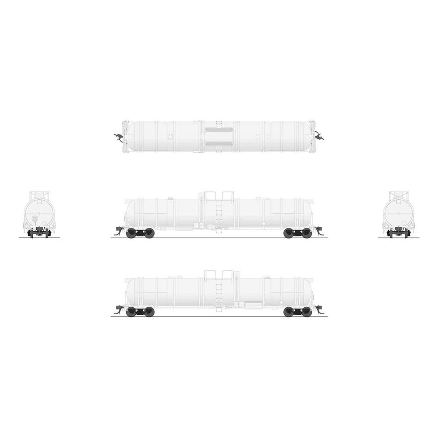 HO Cryogenic Tank Car, Unlettered, White, Type C