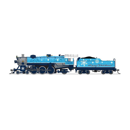 N Light Pacific 4-6-2 Steam Locomotive, "Merry Christmas" Blue & White