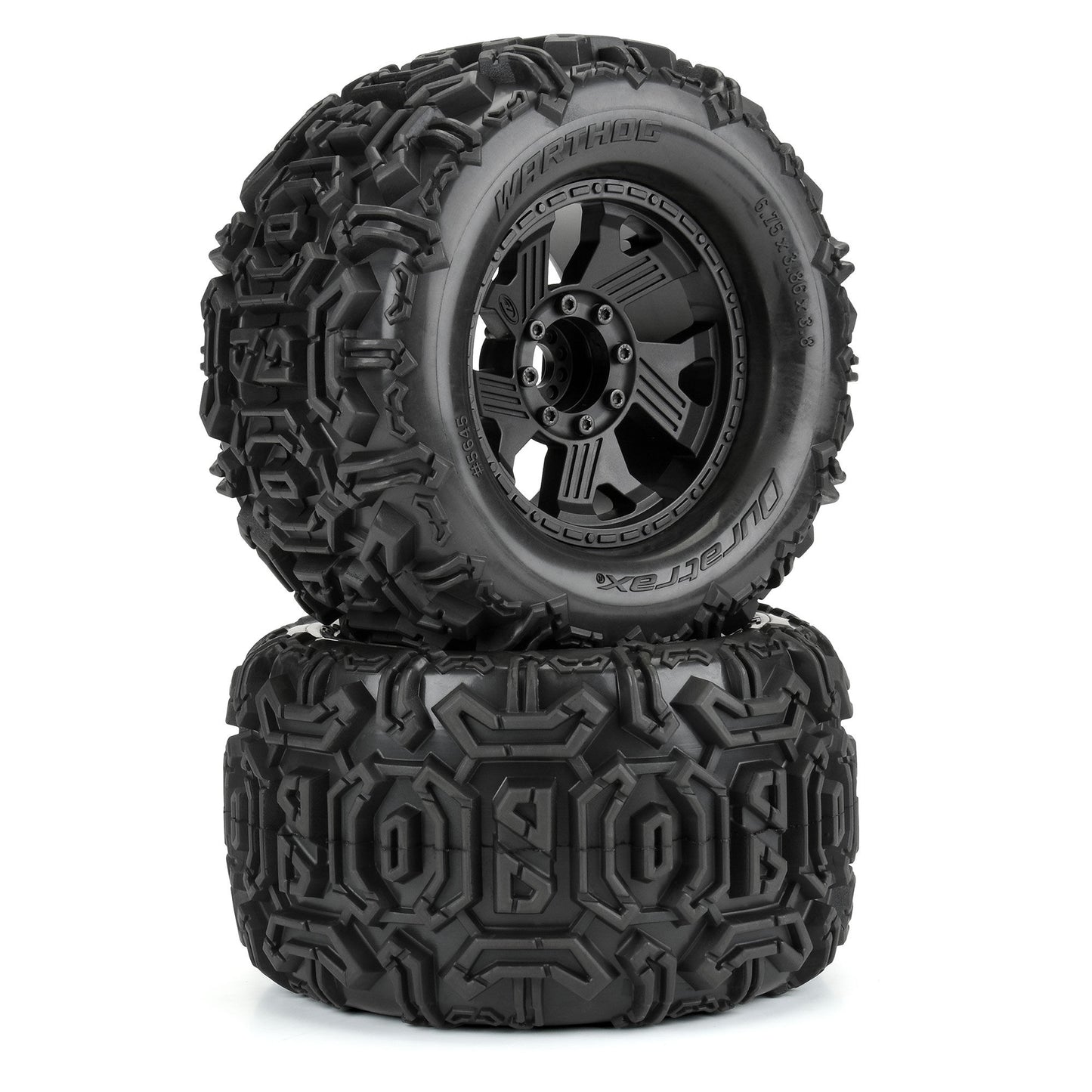 1/8 Warthog F/R 3.8" MT Tires Mounted 17mm Black Ripper (2)