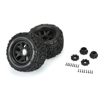 1/8 Warthog F/R 3.8" MT Tires Mounted 17mm Black Ripper (2)