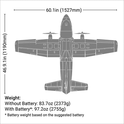 EC-1500 Twin 1.5m BNF Basic with AS3X and SAFE Select