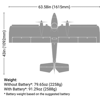 Twin Timber 1.6m BNF Basic with AS3X and SAFE Select