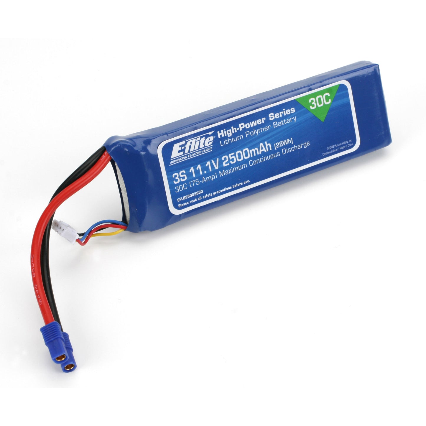 11.1V 2500mAh 3S 30C LiPo, Battery: EC3