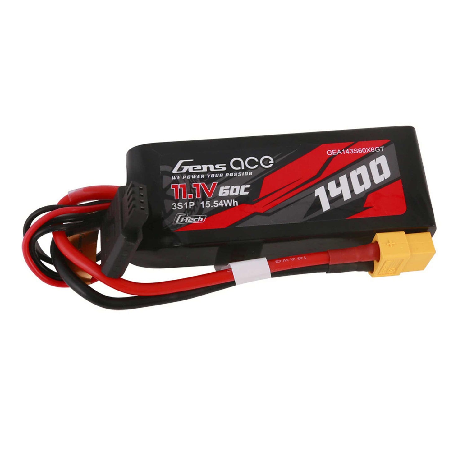 11.1V 1400mAh 3S 60C G-Tech Smart Lipo Battery: XT60