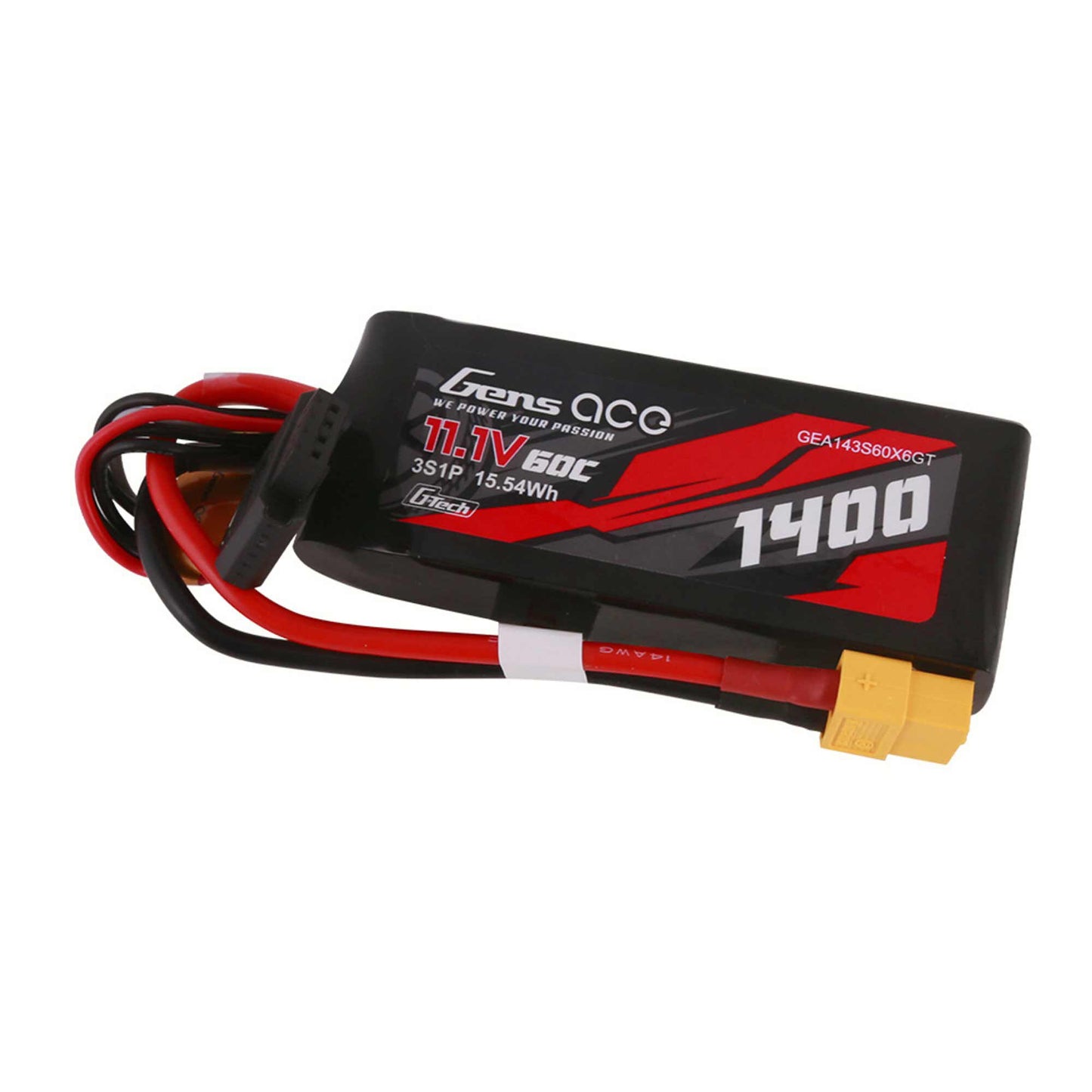 11.1V 1400mAh 3S 60C G-Tech Smart Lipo Battery: XT60