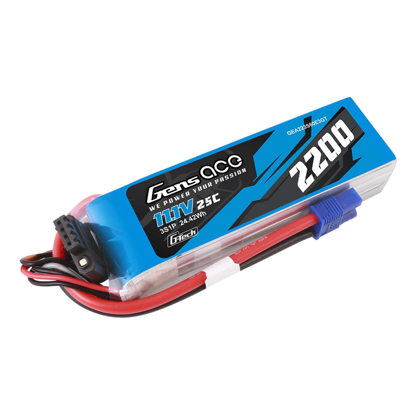 11.1V 2200mAh 3S 60C G-Tech Smart LiPo Battery: EC3