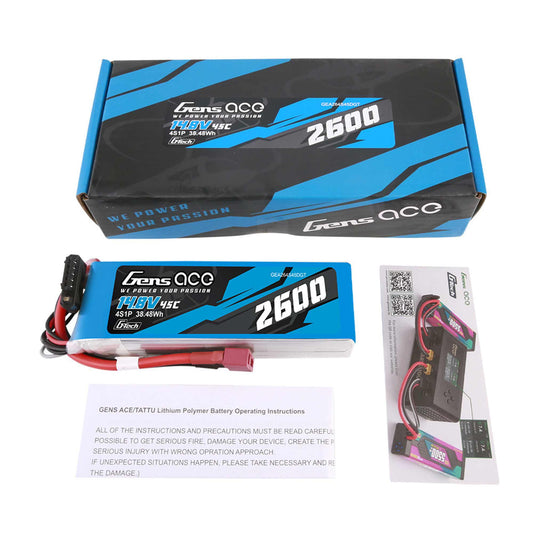 14.8V 2600mAh 4S 45C G-Tech Smart Lipo Battery: Deans