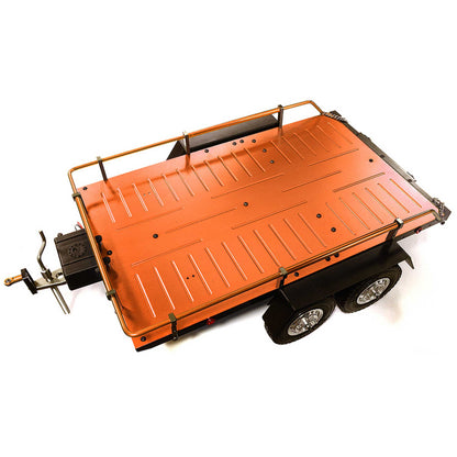 Alloy Flatbed Dual Axle Car Trailer, Orange: 1/10 RC