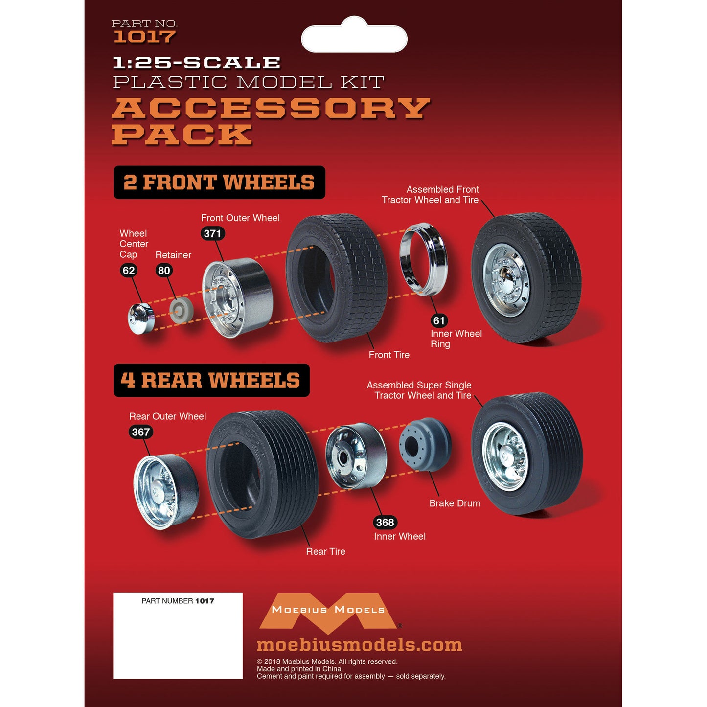 1/25 Super Single Tractor Wheel & Tire Set (6)