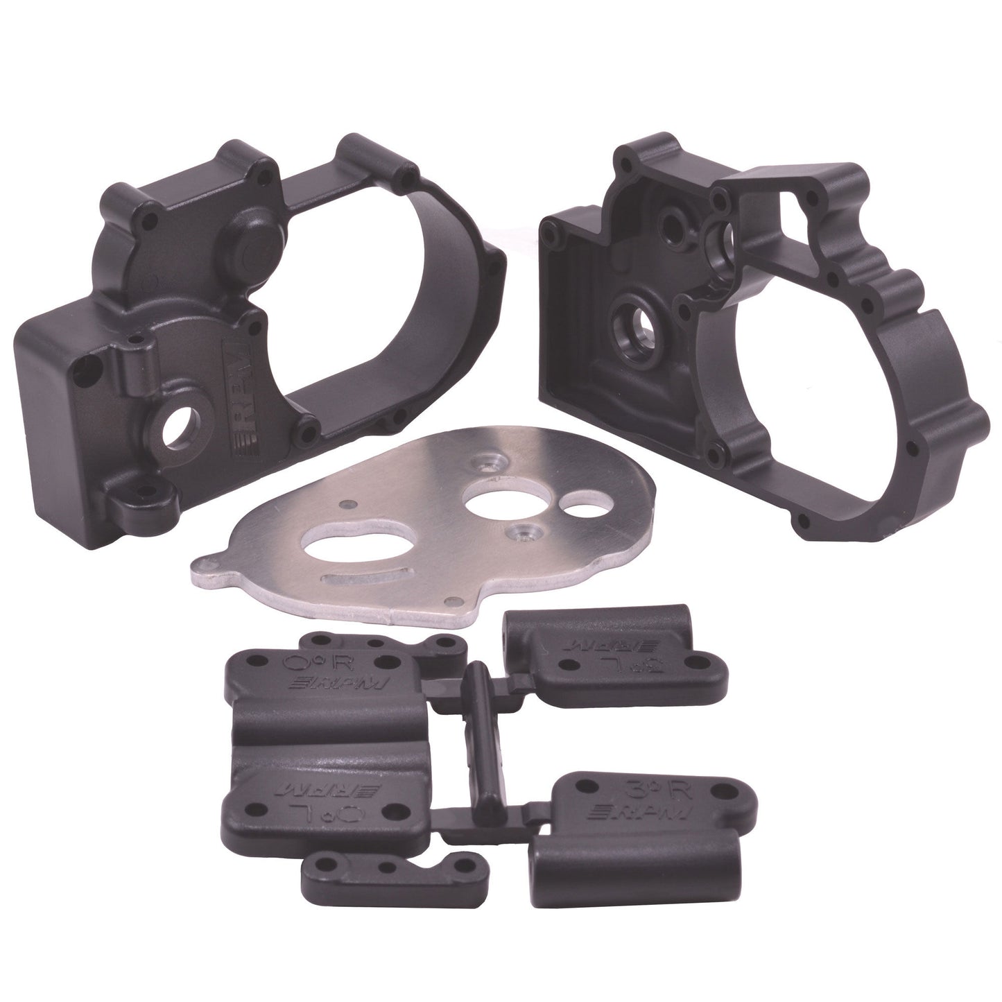 Gearbox Housing and Rear Mounts, Black: TRA 2WD Vehicles