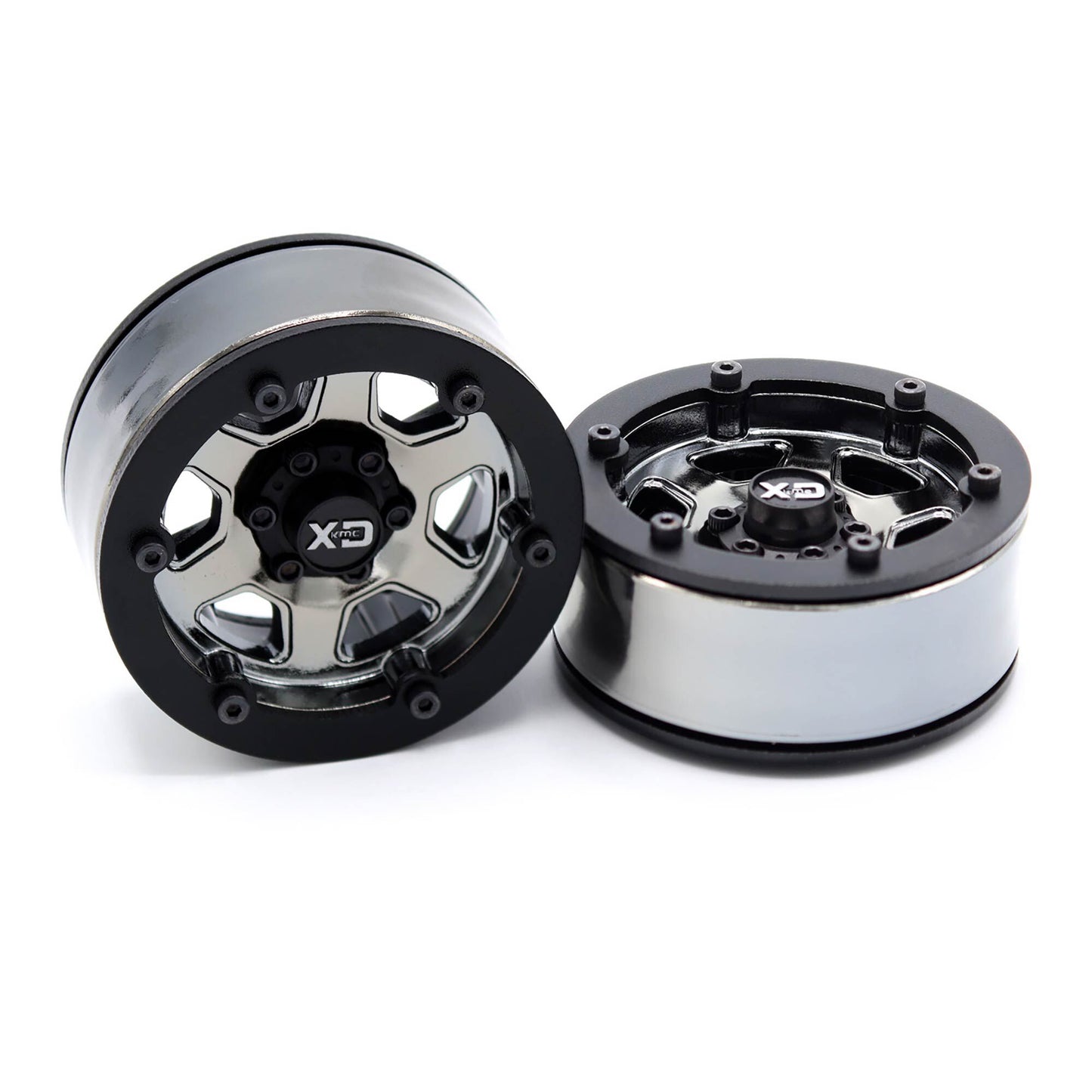 Incision 1.9" KMC KM233 Hex Plastic Wheels, Black Chrome