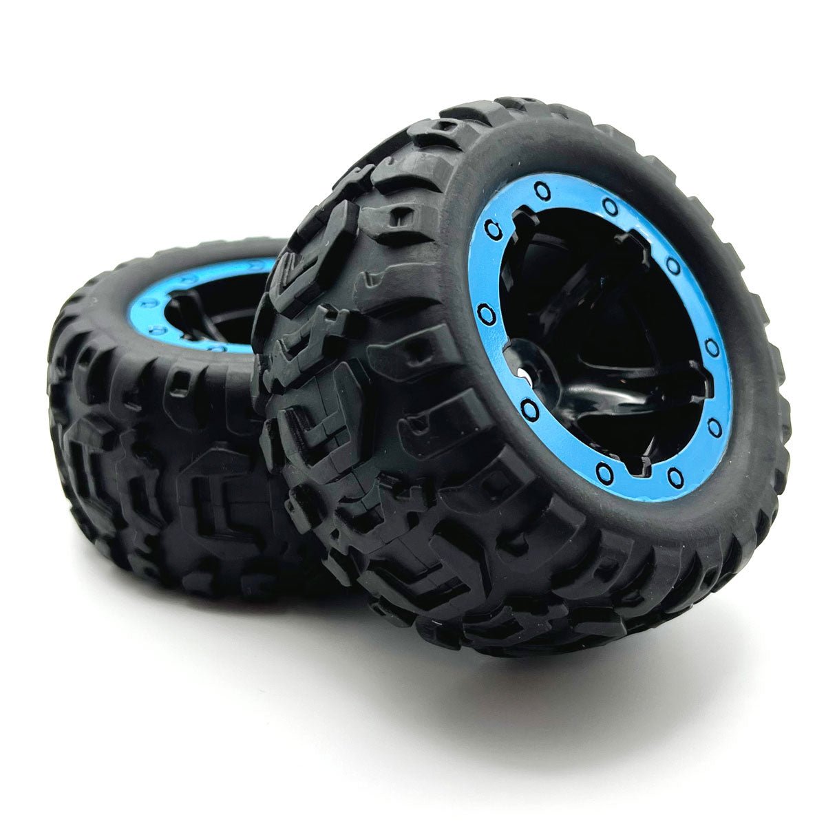 Slyder MT Wheels/Tires Assembled (Black/Blue) - Dirt Cheap RC SAVING YOU MONEY, ONE PART AT A TIME