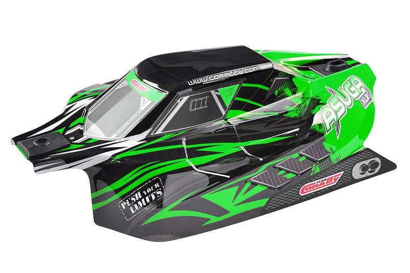 Polycarbonate Body, Asuga XLR, Painted Green, Cut - Dirt Cheap RC SAVING YOU MONEY, ONE PART AT A TIME