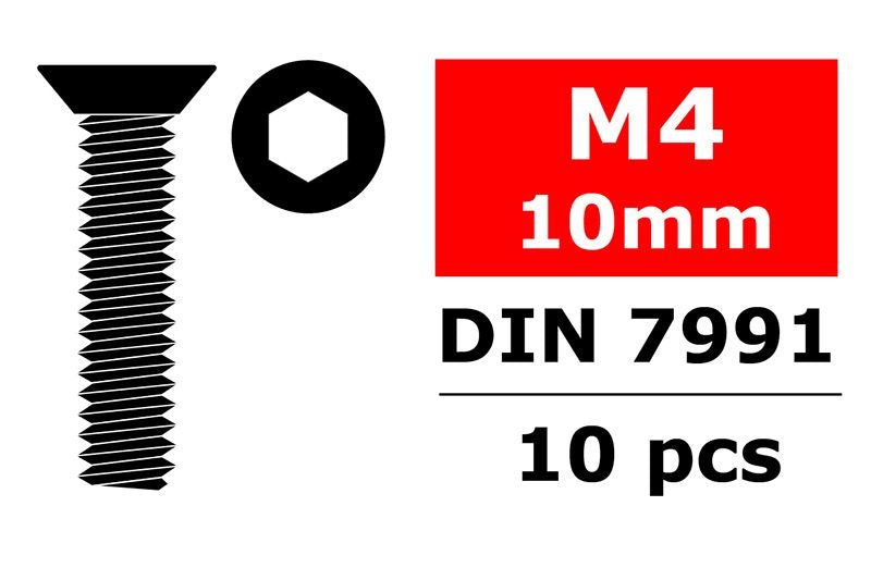 Steel Screw M4 x 10mm, Hex Flat Head, 10pcs - Dirt Cheap RC SAVING YOU MONEY, ONE PART AT A TIME