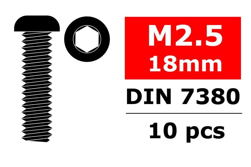 Steel Screws M2.5 x 18mm, Hex Button Head, 10pcs - Dirt Cheap RC SAVING YOU MONEY, ONE PART AT A TIME