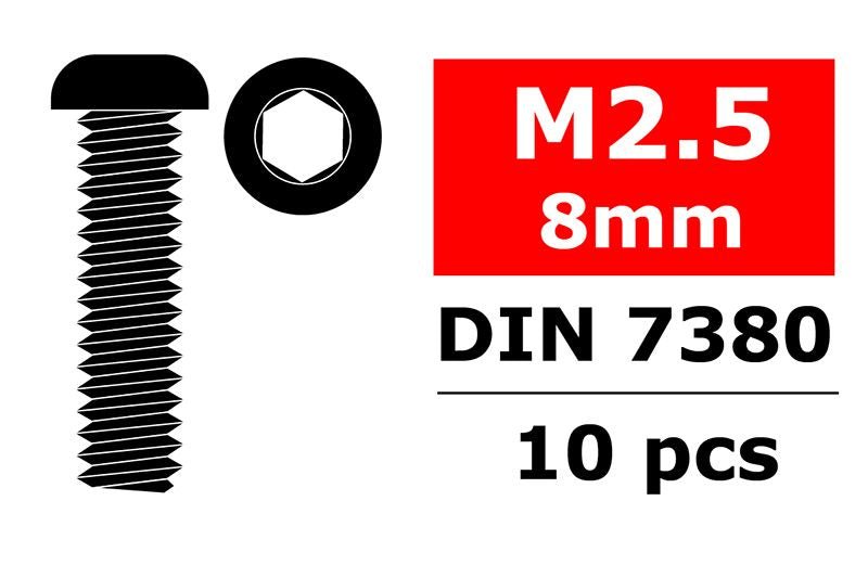 Steel Screws M2.5 x 8mm, Hex Button Head, 10pcs - Dirt Cheap RC SAVING YOU MONEY, ONE PART AT A TIME