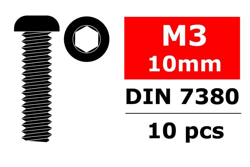 Steel Screws M3 x 10mm, Hex Button Head, 10pcs - Dirt Cheap RC SAVING YOU MONEY, ONE PART AT A TIME