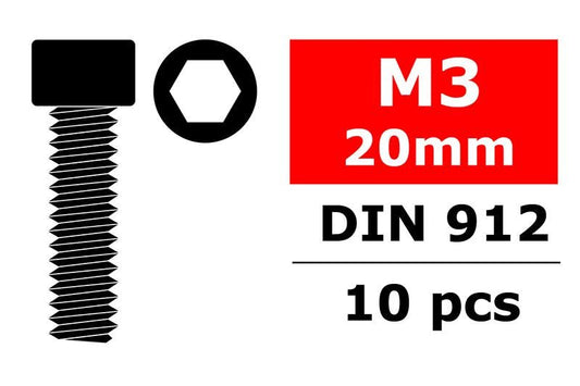 Steel Screws M3 x 20mm, Hex Socket Head, 10pcs - Dirt Cheap RC SAVING YOU MONEY, ONE PART AT A TIME