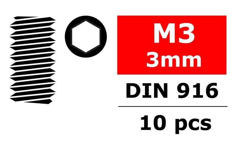 Steel Set Screws M3 x 3mm, Hex 10pcs - Dirt Cheap RC SAVING YOU MONEY, ONE PART AT A TIME