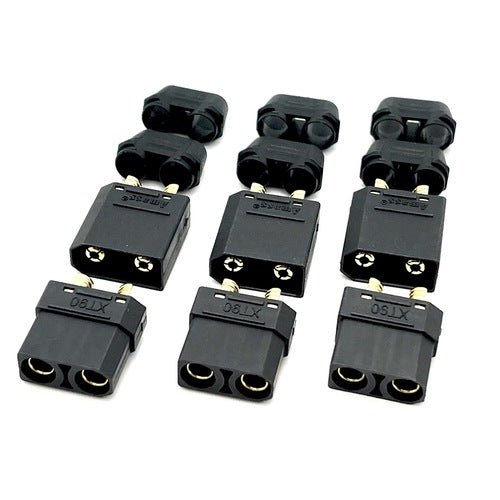 Maclan XT90 Connectors, Black, w/ 3 Female + 3 Male Plugs - Dirt Cheap RC SAVING YOU MONEY, ONE PART AT A TIME