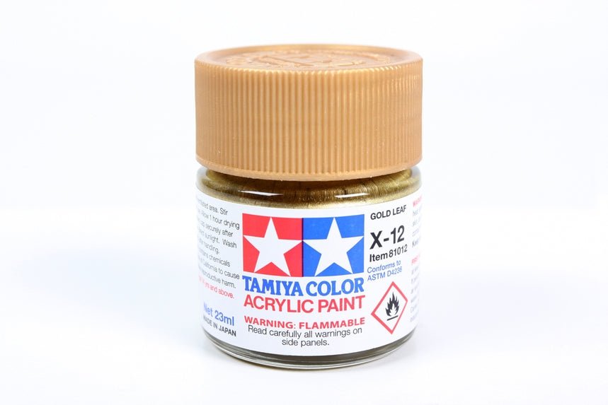 Tamiya - Acrylic X-12 Gold Leaf Paint, 23ml Bottle - Dirt Cheap RC SAVING YOU MONEY, ONE PART AT A TIME