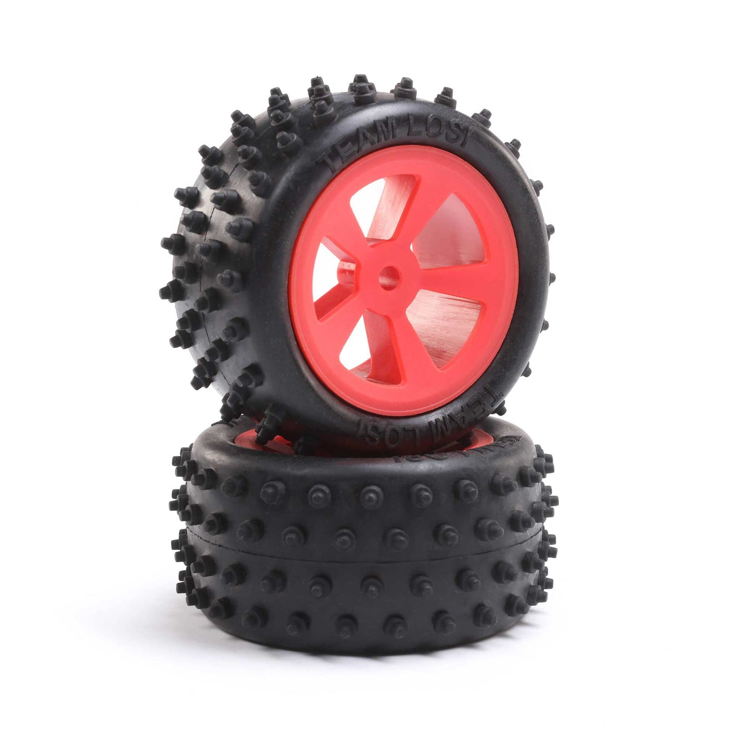 4 Row Rear Tires, Mounted, Red (2): Mini JRX2 - Dirt Cheap RC SAVING YOU MONEY, ONE PART AT A TIME