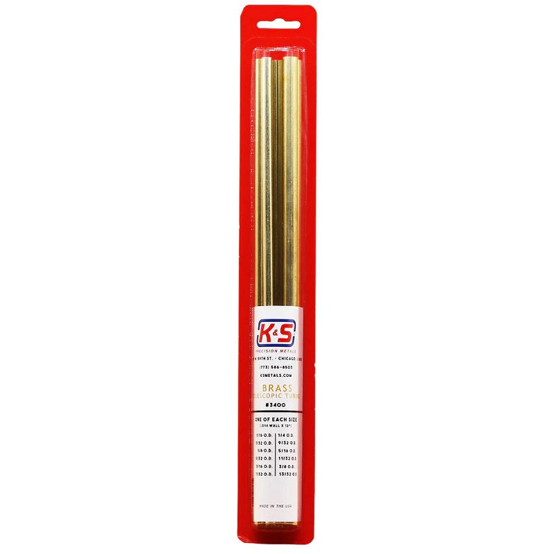 K & S Metals - Round Brass Telescopic Tubing Assortment Small