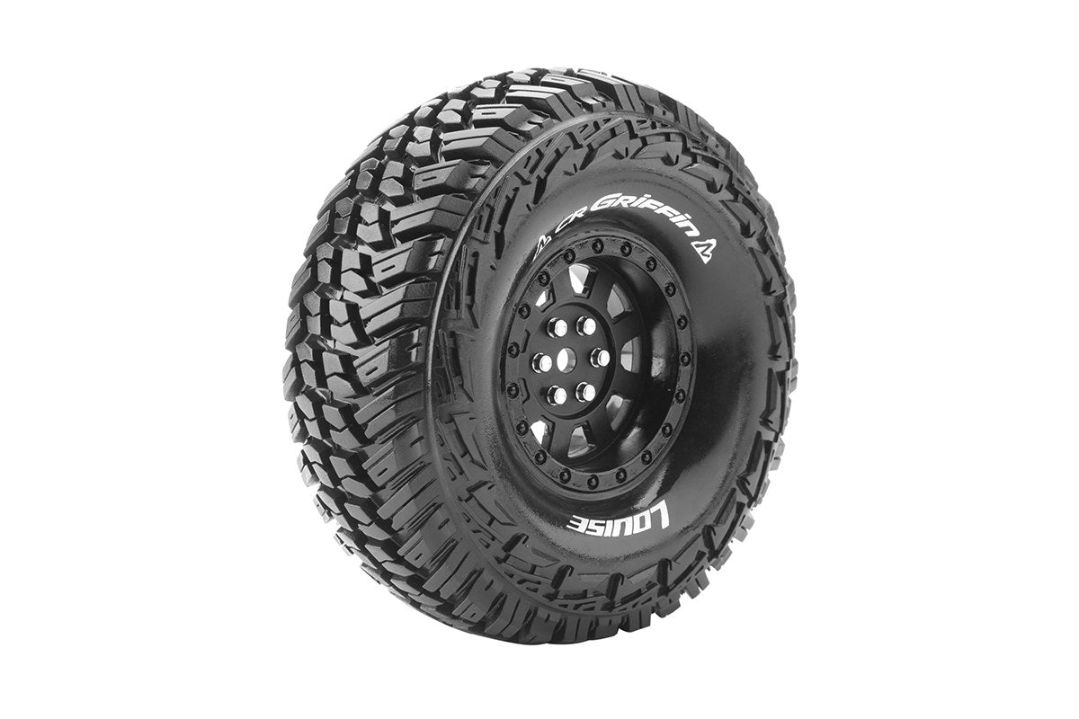 Louise R/C - CR-Griffin 1/10 1.9" Crawler Tires, 12mm Hex, Super Soft, Mounted on Black Rim, Front/Rear (2)