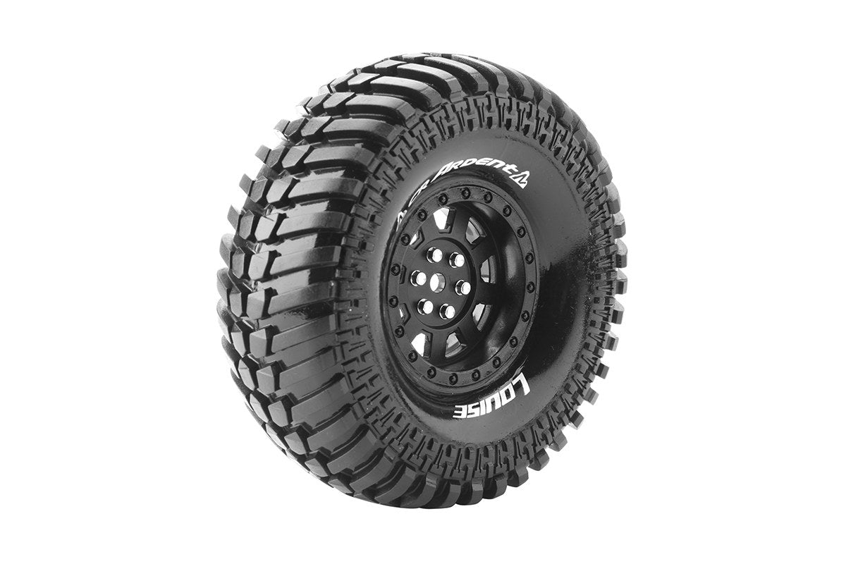 Louise R/C - CR-Ardent 1/10 1.9" Crawler Tires, 12mm Hex, Super Soft, Mounted on Black Rim, Front/Rear (2)