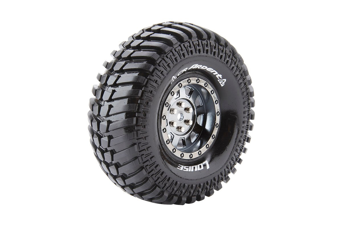 Louise R/C - CR-Ardent 1/10 1.9" Crawler Tires, 12mm Hex, Super Soft, Mounted on Black Chrome Rim, Front/Rear (2)