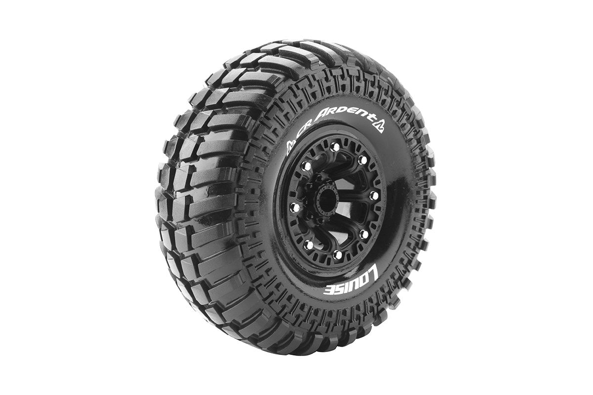 Louise R/C - CR-Ardent 1/10 2.2" Crawler Tires, 12mm Hex, Super Soft, Mounted on Black Rim, Front/Rear (2)