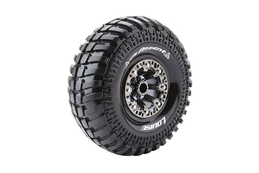 Louise R/C - CR-Ardent 1/10 2.2" Crawler Tires, 12mm Hex, Super Soft, Mounted on Black Chrome Rim, Front/Rear (2)