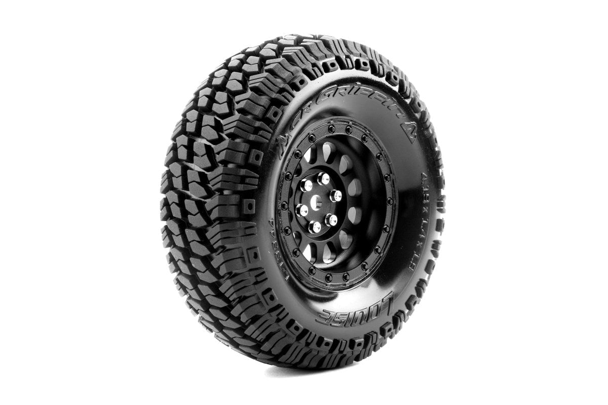 Louise R/C - CR-Griffin 1/10 1.9" Crawler Class 1 Tires, 12mm Hex on Black Rim, Super Soft, Front/Rear (2)